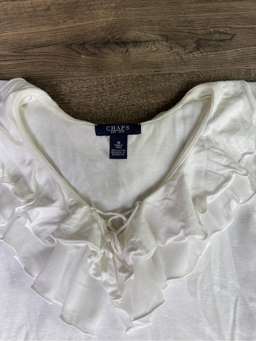 Chaps White Ruffle V-Neck Sleeveless Camisole - Picture 3 of 8